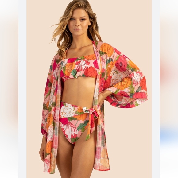 TRINA TURK SUNNY BLOOM KIMONO SIZE L-XL - Picture 3 of 5